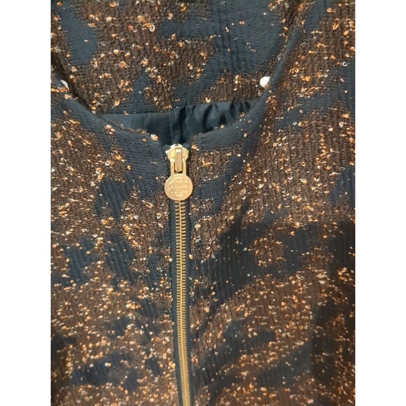 VTG‎ Dana Buchman Women's Jacket Blazer L Brown Black Speck Full Zip Gold Pull - Picture 4 of 13